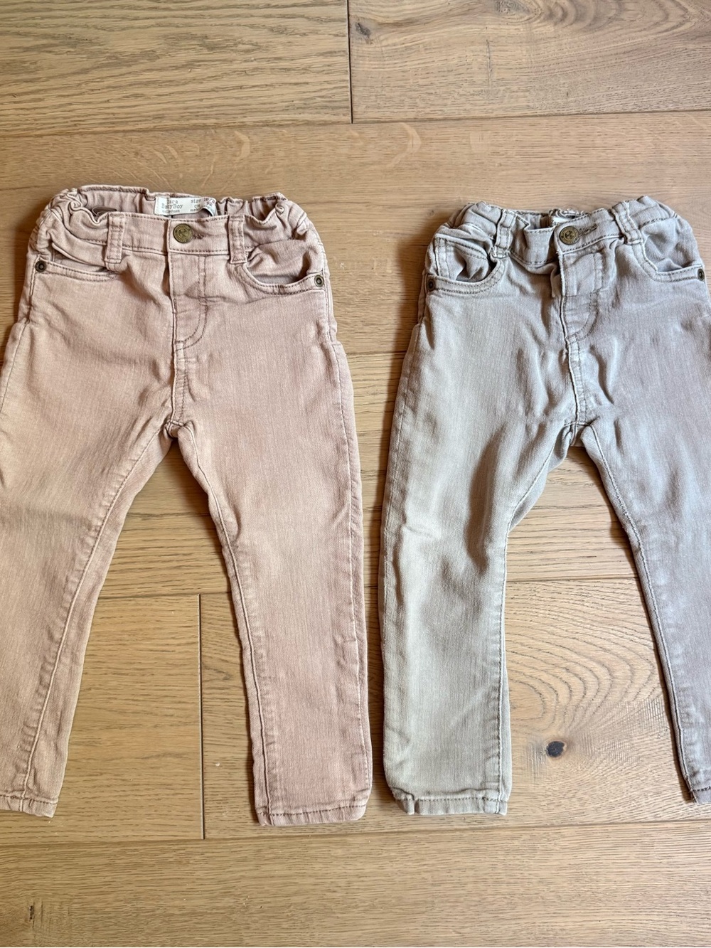 Zara Toddler Slim stretch Jeans in Dusty Pink and Light Taupe